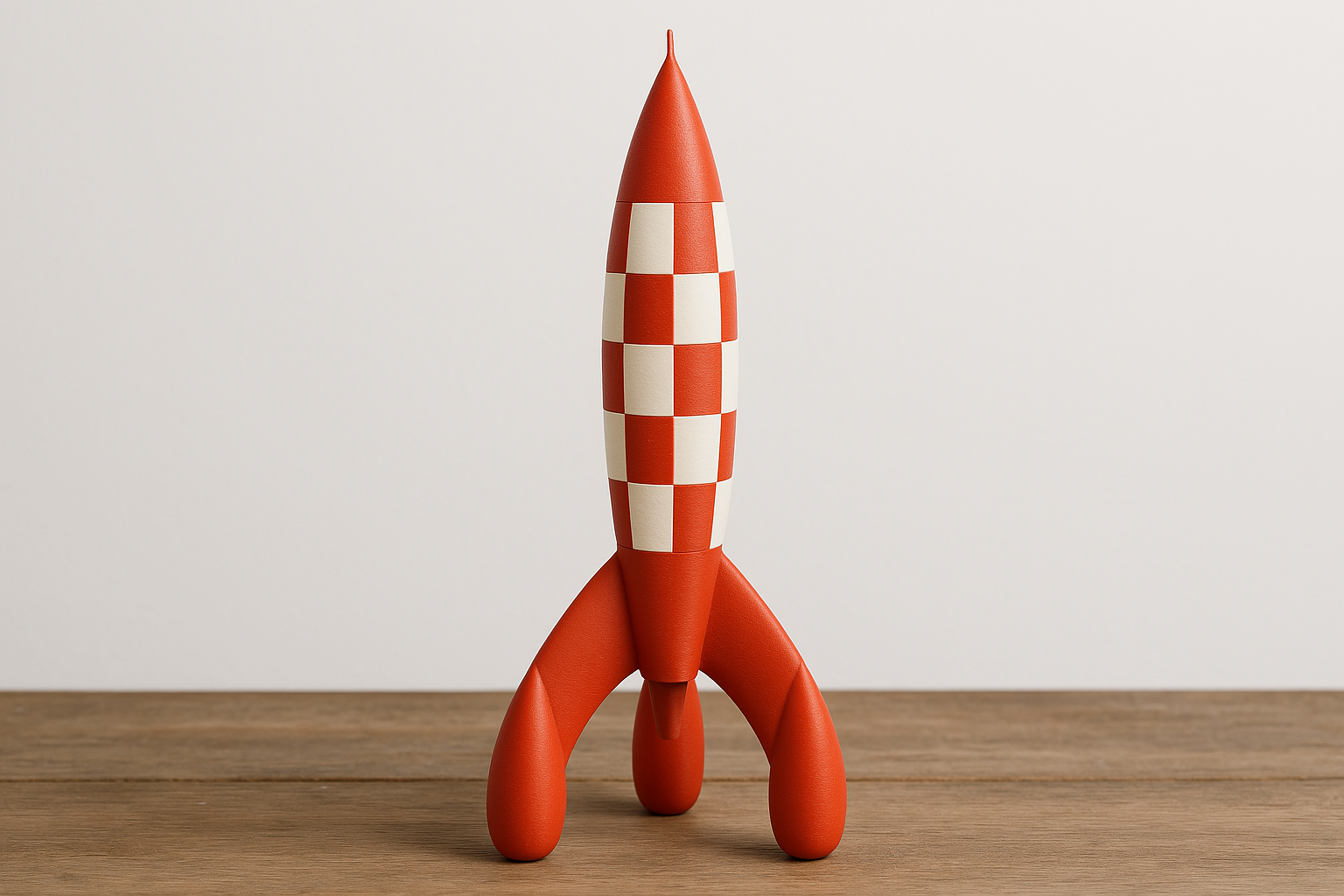 Fusée décorative à damier rouge et blanc imprimée en 3D
